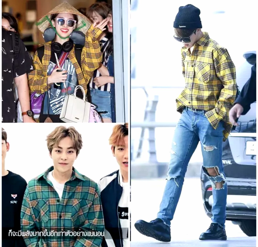 Blackpink Lisa Yellow Plaids Checkers Shirt Bts Jimin Jungkook Exo Xiumin Women S Fashion Tops Other Tops On Carousell