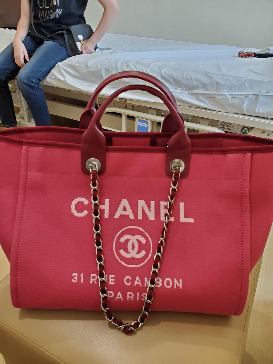 Chanel Deauville Large Tote in Cardinal Bloom photo view 1