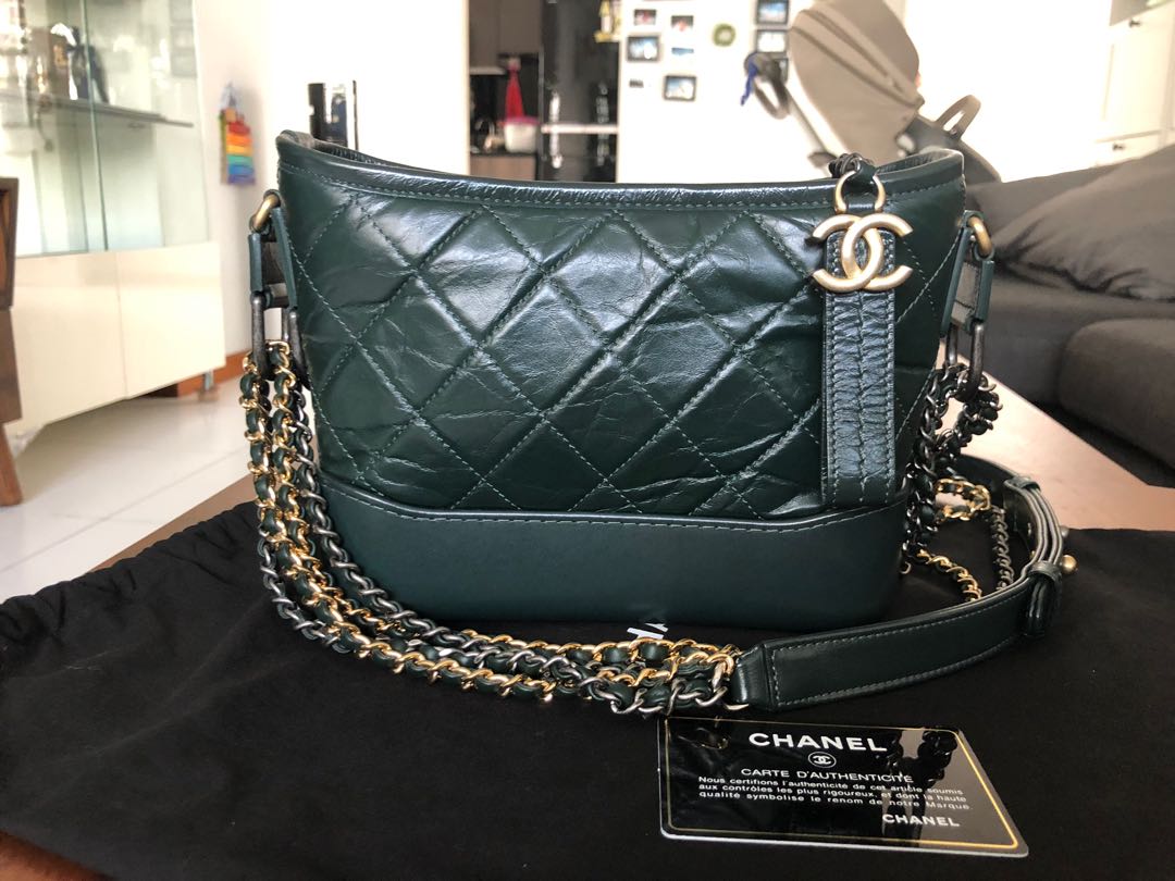 chanel green backpack purse