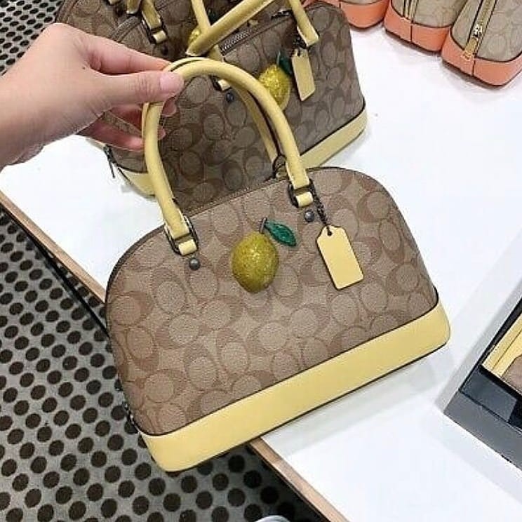 Coach Mini Sierra Satchel in Signature Canvas with Lemon