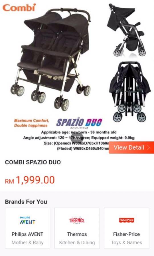 combi spazio duo stroller