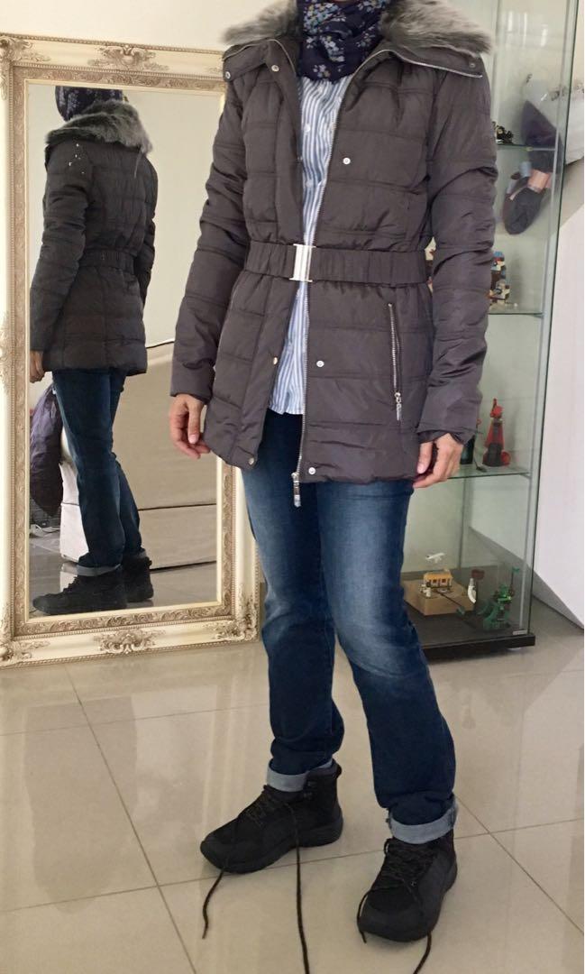 NEW NWT Dorothy Perkins Grey Padded Winter Jacket Coat with Faux Fur size M Women s Fashion Coats Jackets and Outerwear on Carousell