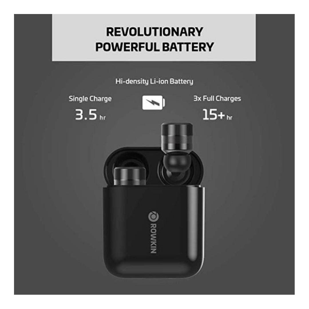 E2891 Rowkin Micro Touch Control True Wireless Earbuds Headphones 15 Hours Bluetooth 5 Smallest Mini Earphones Charging Case. Deep Bass Sound Headset Mic Noise Reduction for Android iPhone Black