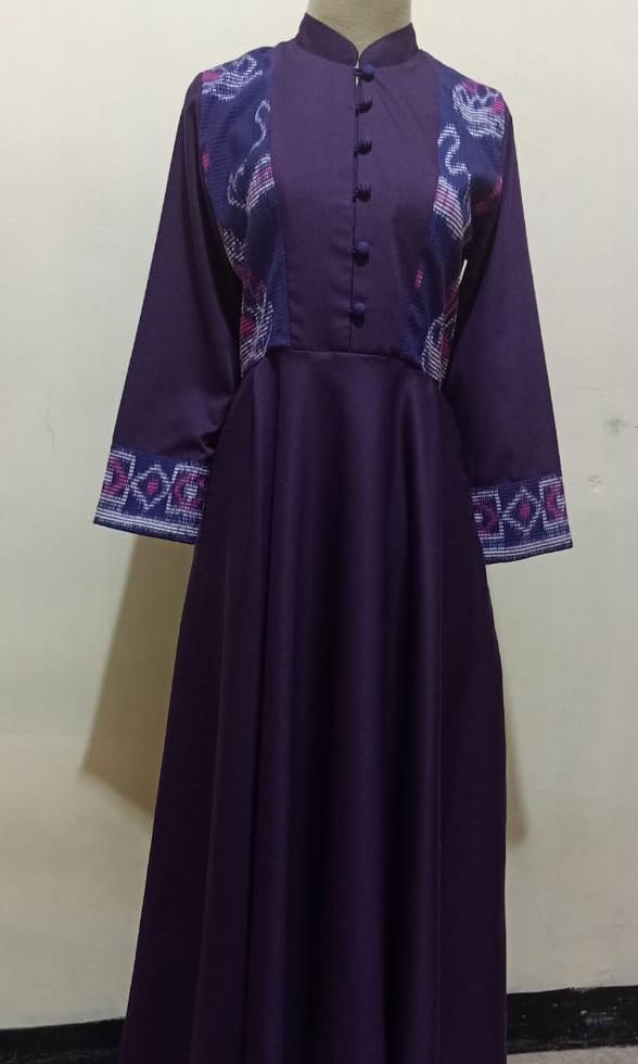 Gamis Ungu Kombinasi Tenun Troso Fesyen Wanita Muslim Fashion Gaun Di Carousell