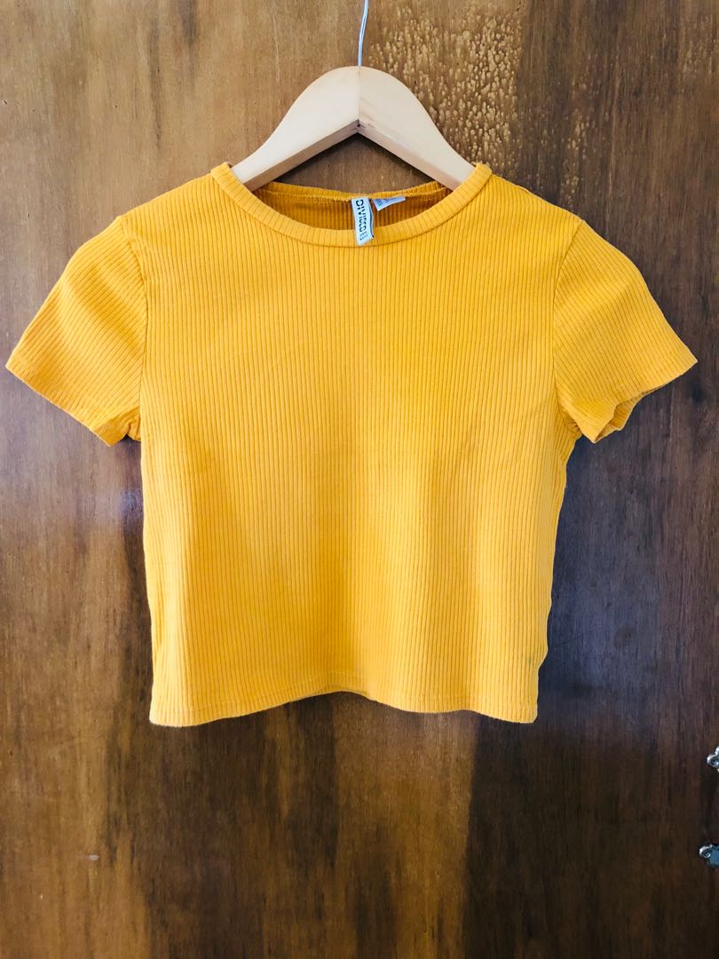 H&m yellow shop crop top
