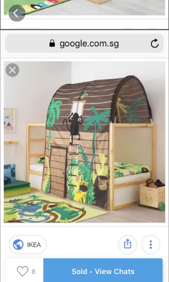Ikea Tent over bed Kura, Babies & Kids, Baby Nursery & Kids Furniture ...
