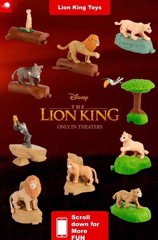 2019 McDonalds The Lion King Happy Meal Choose Your Figure Lot NEW SEALED 