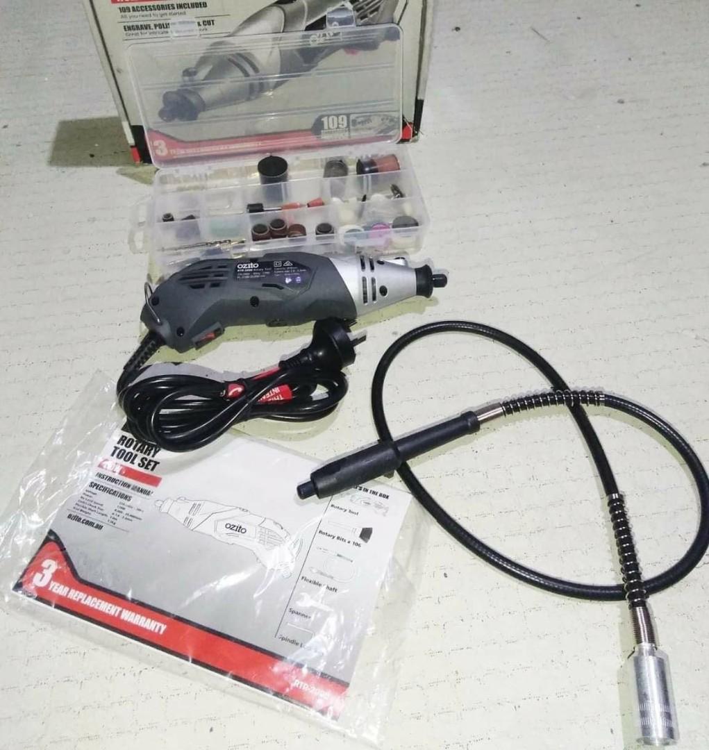 Ozito 170W rotary tool set set with flex shaft, Furniture & Home Living