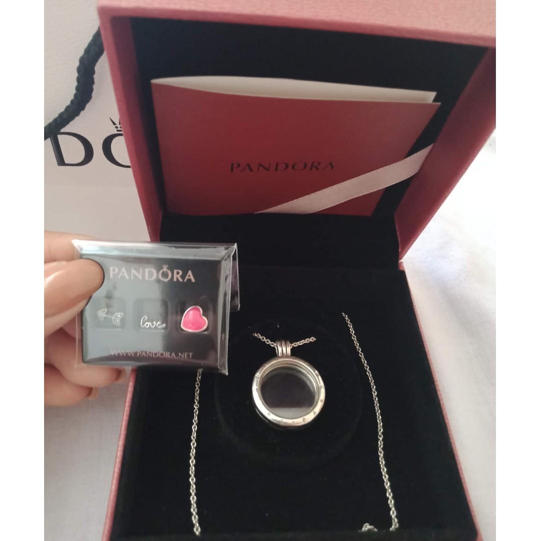 PANDORA floating locket silver pendant and necklace with Petite moments charms Medium Women s Fashion Jewelry Organizers Necklaces on Carousell