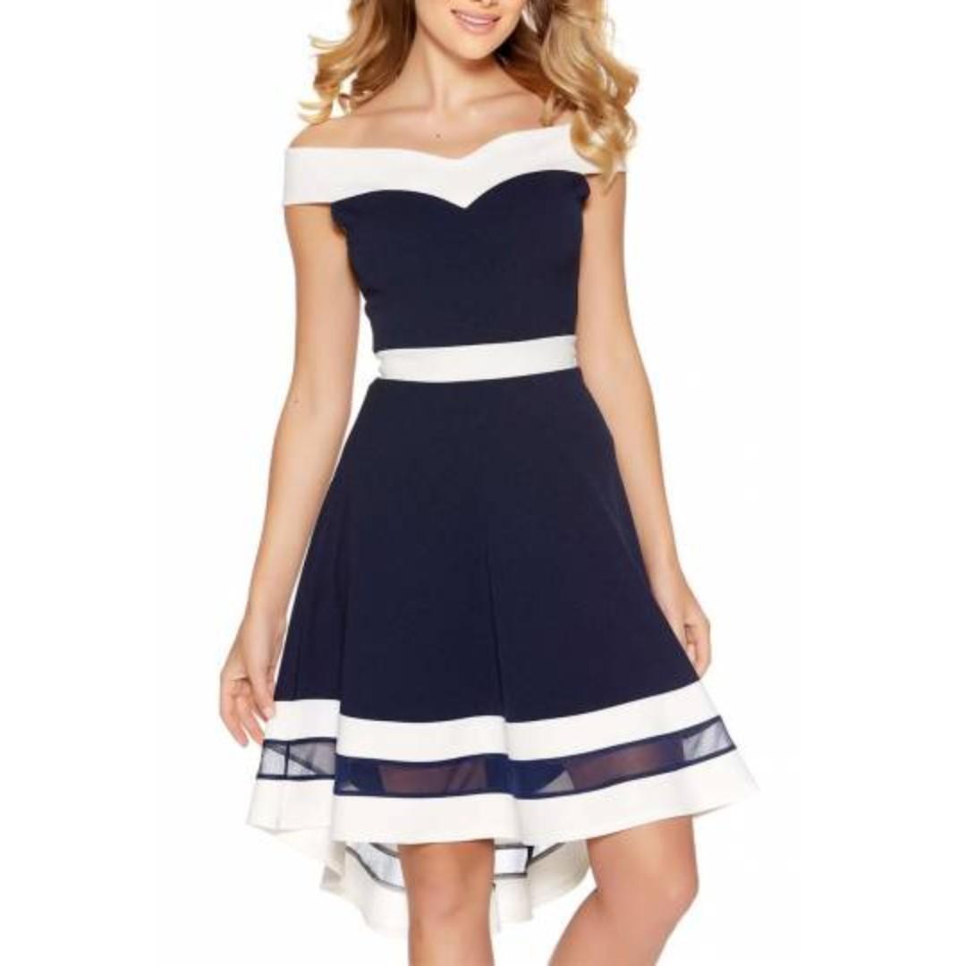 quiz navy bardot dress