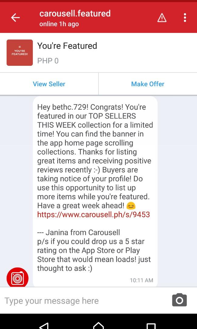 Thank You Carousell (Category: Commercial) located in San Pedro. Submitted by bethc.729 (Listing ID 240601154, Image 1). Description: Thank u very much Carousell for this ,job well done promise to keep on selling....