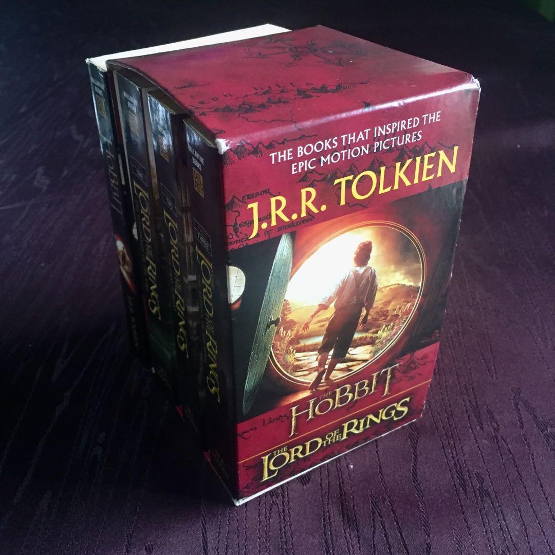 Tolkien | LOTR Box Set (4-Books) (Category: Storybooks) located in Taguig. Submitted by in.good.faith (Listing ID 240736128, Image 1). Description: Title: The Lord of the Rings Box Set (4 Books) Author: J.R.R. Tolkien Publisher: Ballantine Selling Price: Php1000 (-33%) | Original Price: Php1500 Condition: Books are 9/5. Books 1-2 read only once with special care. Never got to open and read Books 3-4. Hence books are in good condition. Payment Mod