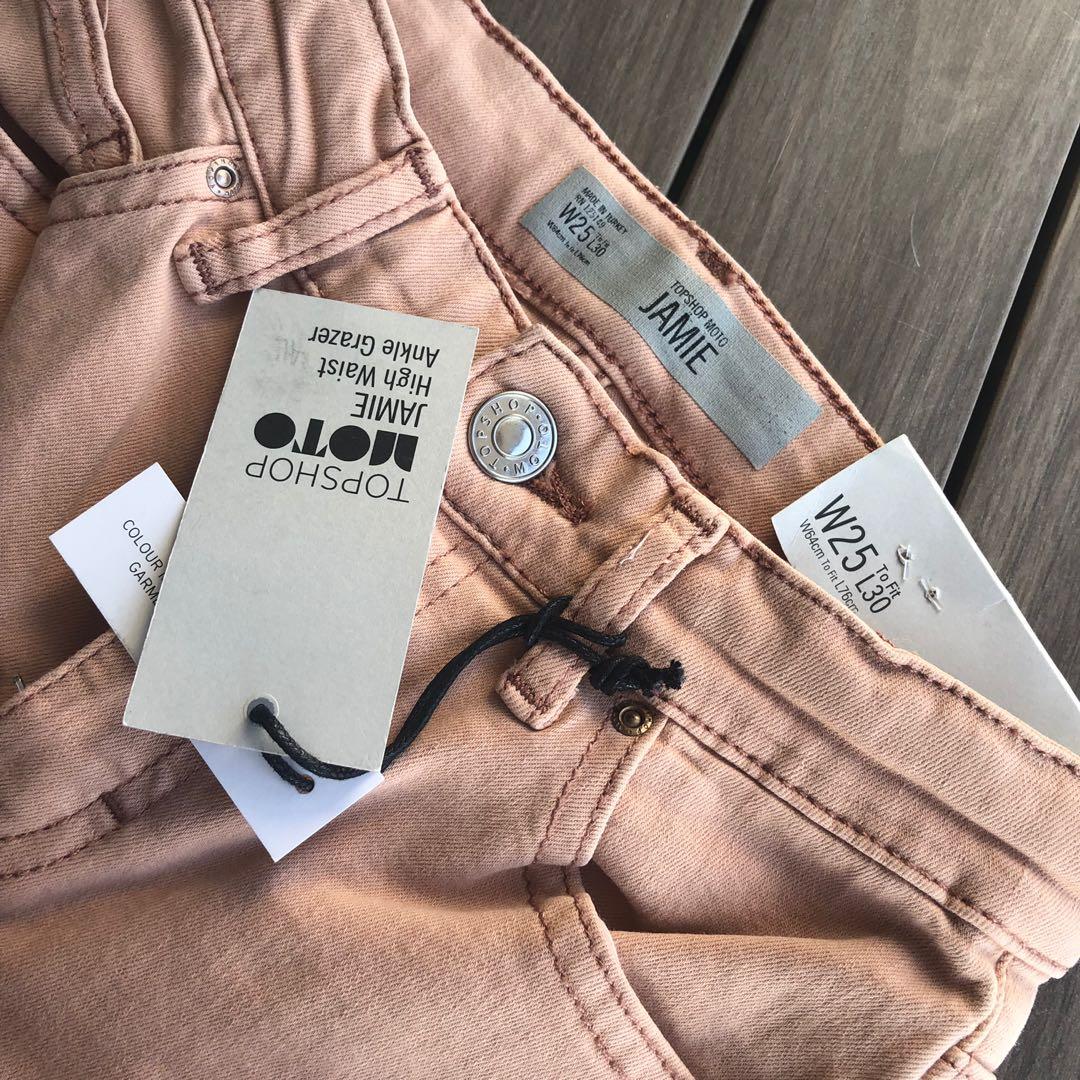 Topshop MOTO Dusky Pink Raw Hem Jamie Jeans Women s Fashion
