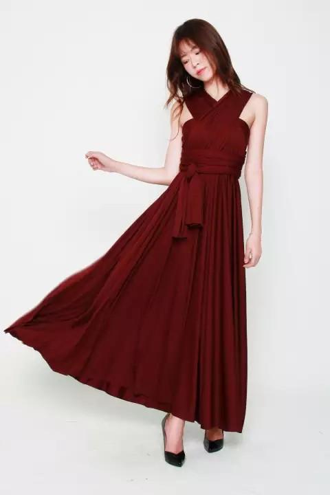 Twenty3 Maroon Burgundy Wine Red Convertible Wrap Dress prom