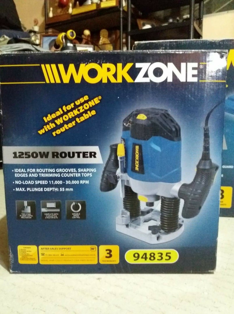 Workzone 1250W plunge router, Furniture & Home Living, Home Improvement ...