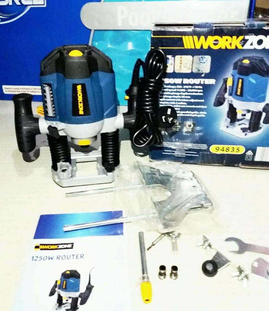 Workzone 1250W plunge router, Furniture & Home Living, Home Improvement ...