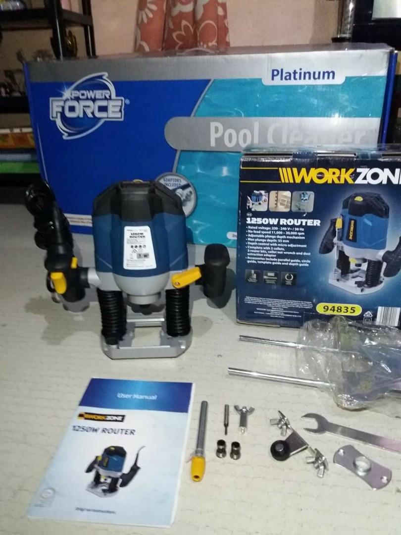 Workzone 1250W plunge router, Furniture & Home Living, Home Improvement ...
