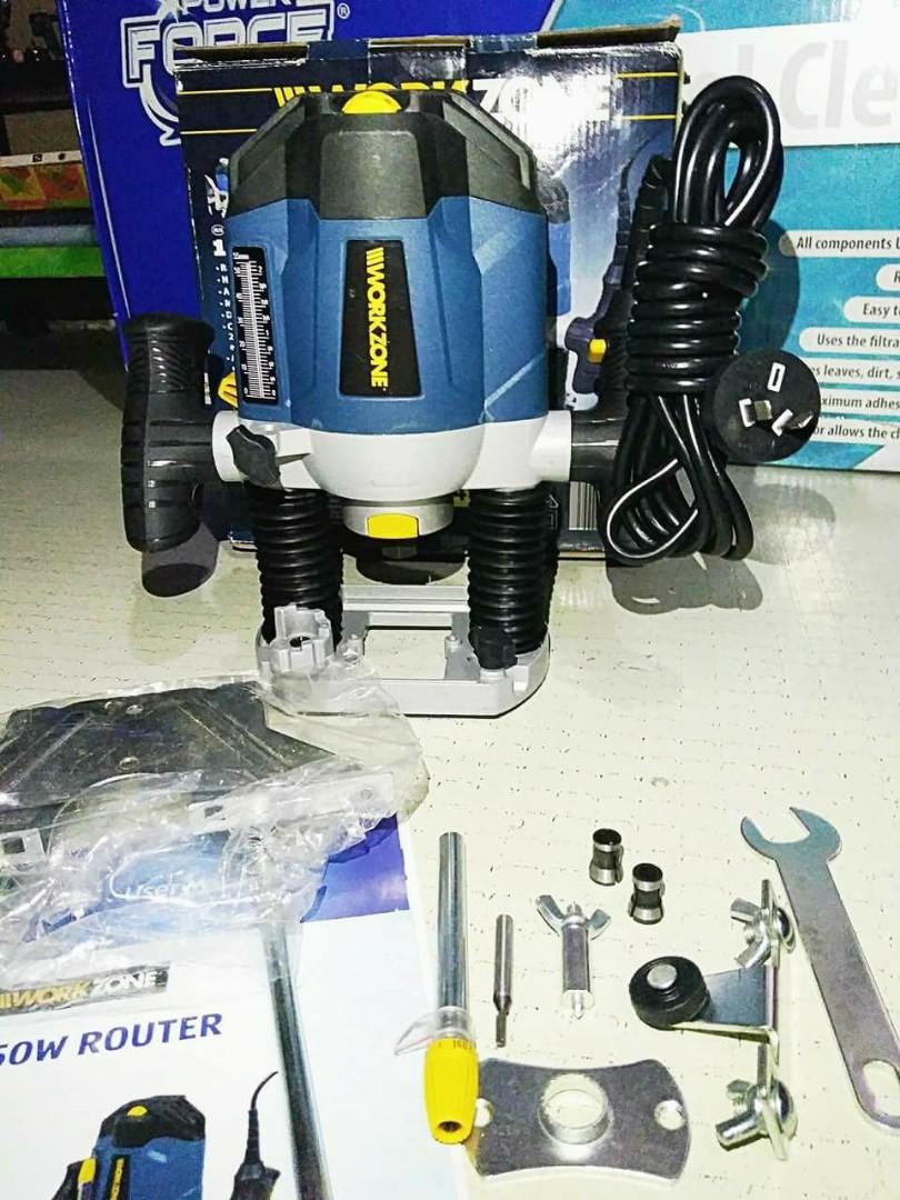 Workzone 1250W plunge router, Furniture & Home Living, Home Improvement ...