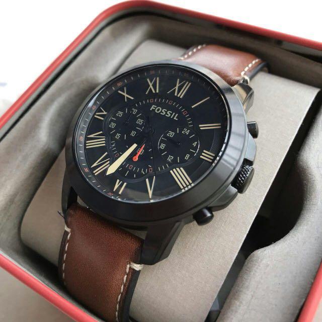 ORIGINAL FOSSIL GRANT CHRONOGRAPH LUGGAGE LEATHER Men s