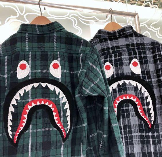 Bape shark flannel cheap