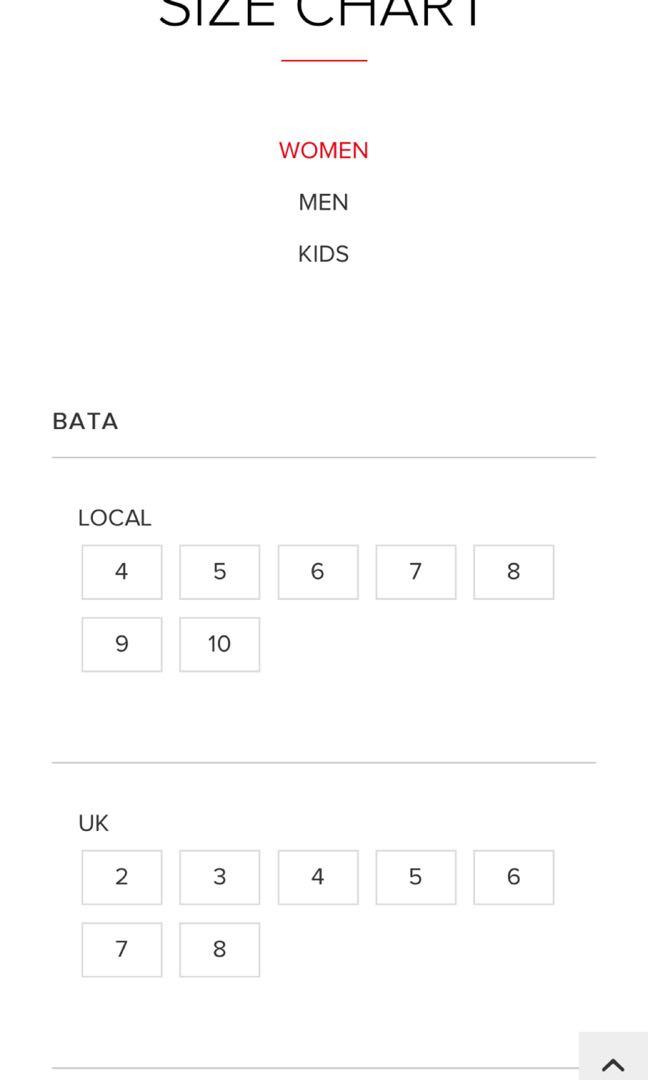 Bata Pakistan Shoe Size Chart