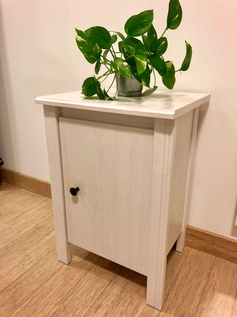 Bedside Table Ikea Brusali, Country White, Furniture & Home Living