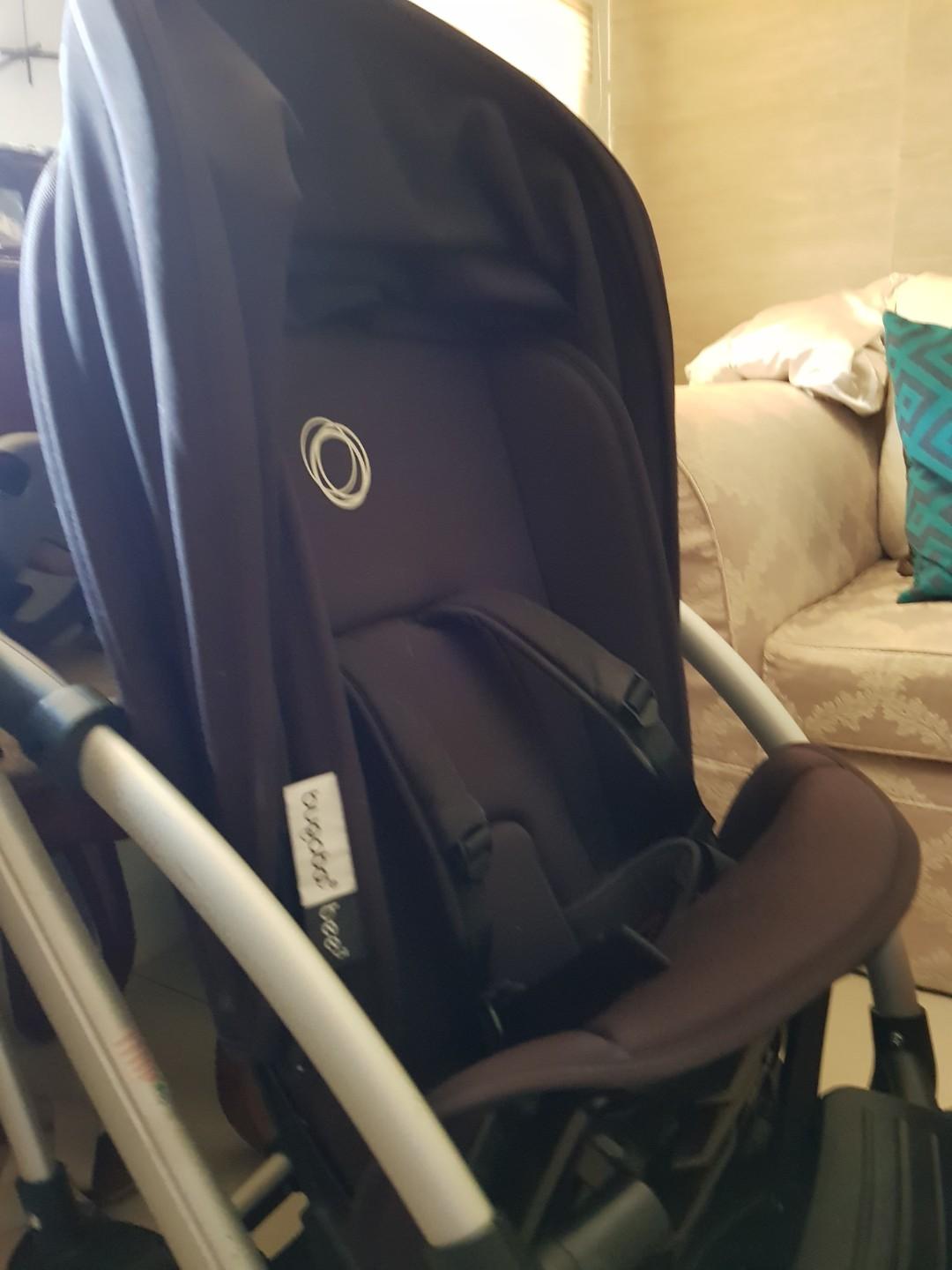 Bugaboo Bee 3 in black (Category: Strollers) located in Paranaque City. Submitted by trishalmgo (Listing ID 219785448, Image 3). Description: Black canopy Black seat liner With free stroller seat pad (not Bugaboo brand) Both liner and canopy show fading, so instead of looking pure black, they give off a dark black brown hue. Needs to be cleaned RFS: Outgrown For Bugaboo check-in travel bag (used twice only) + ₱2000.