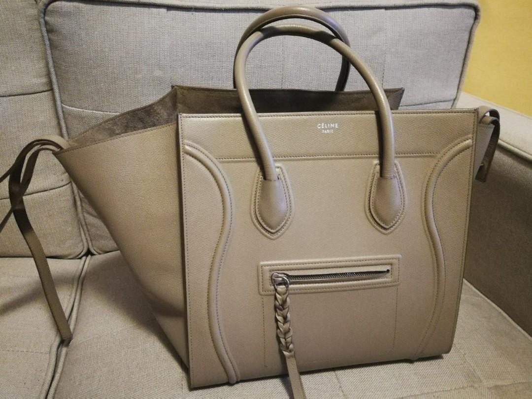 Celine phantom etoupe handbag (Category: Luxury Bags & Wallets) located in Mandaluyong City. Submitted by diamantebykc (Listing ID 237371086, Image 1). Description: Celine phantom medium etoupe drummed leather Mint condition Meet up megamall 09178947381 Instagram at diamantebykc 95,000.