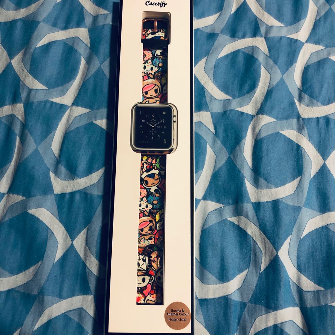 Customised Tokipops Apple Watch Strap with Rose Gold Hardware 42mm