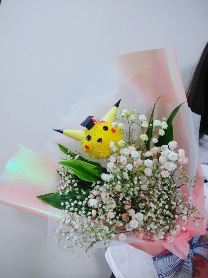 Graduation Pikachu baby breathe bouquet, Hobbies & Toys, Stationery ...