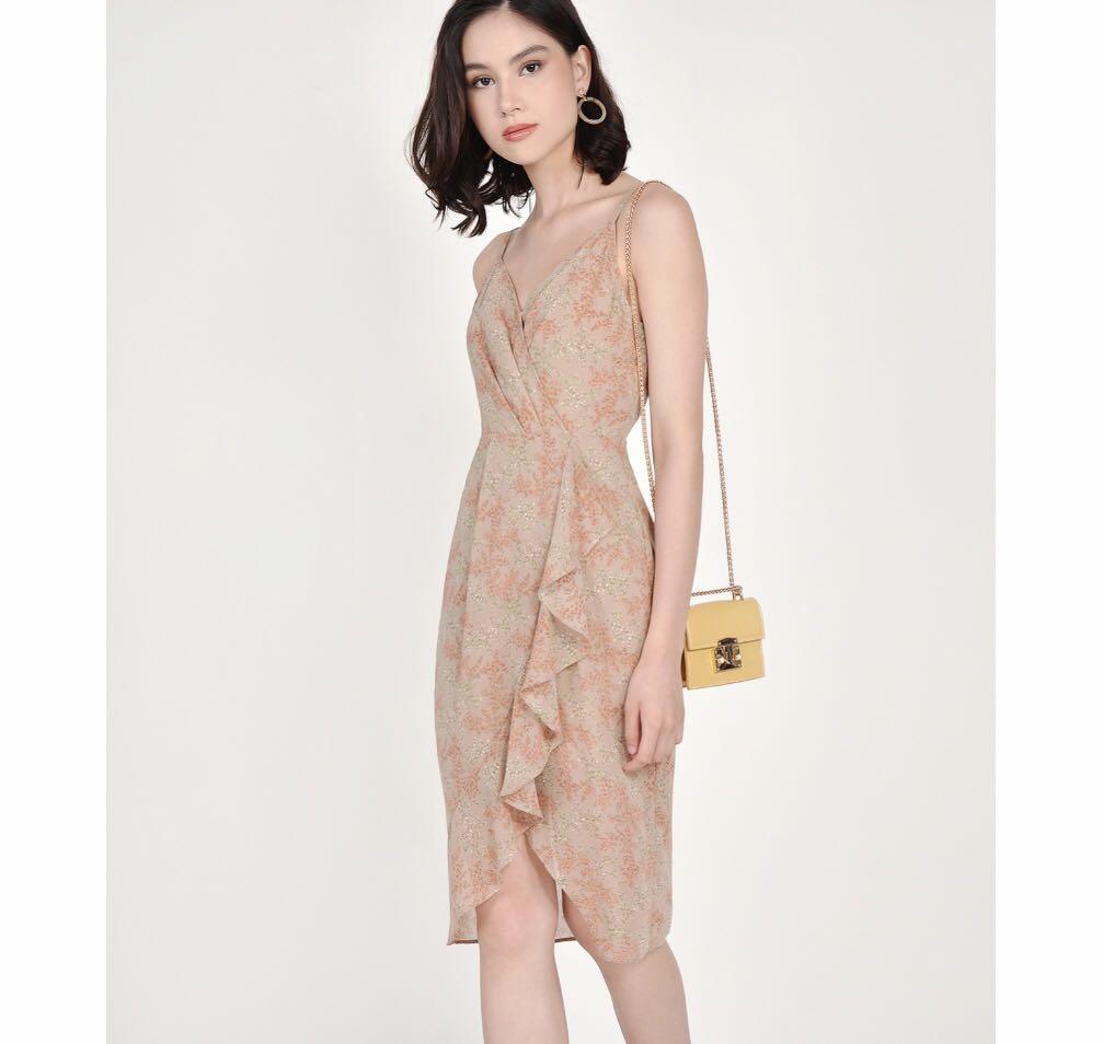 Olive Print Overlay Dress