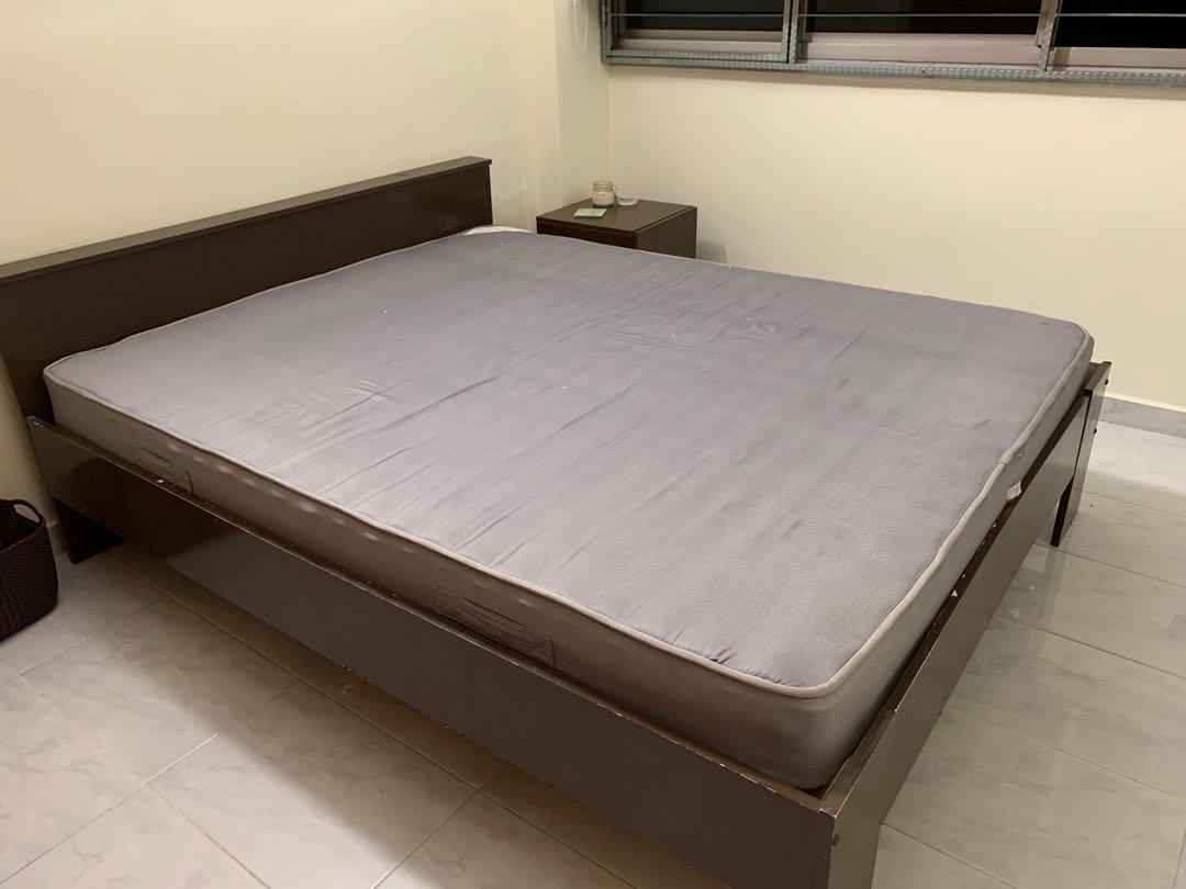 Ikea Queen Wooden Bed Frame With Ikea Mattress Furniture Beds