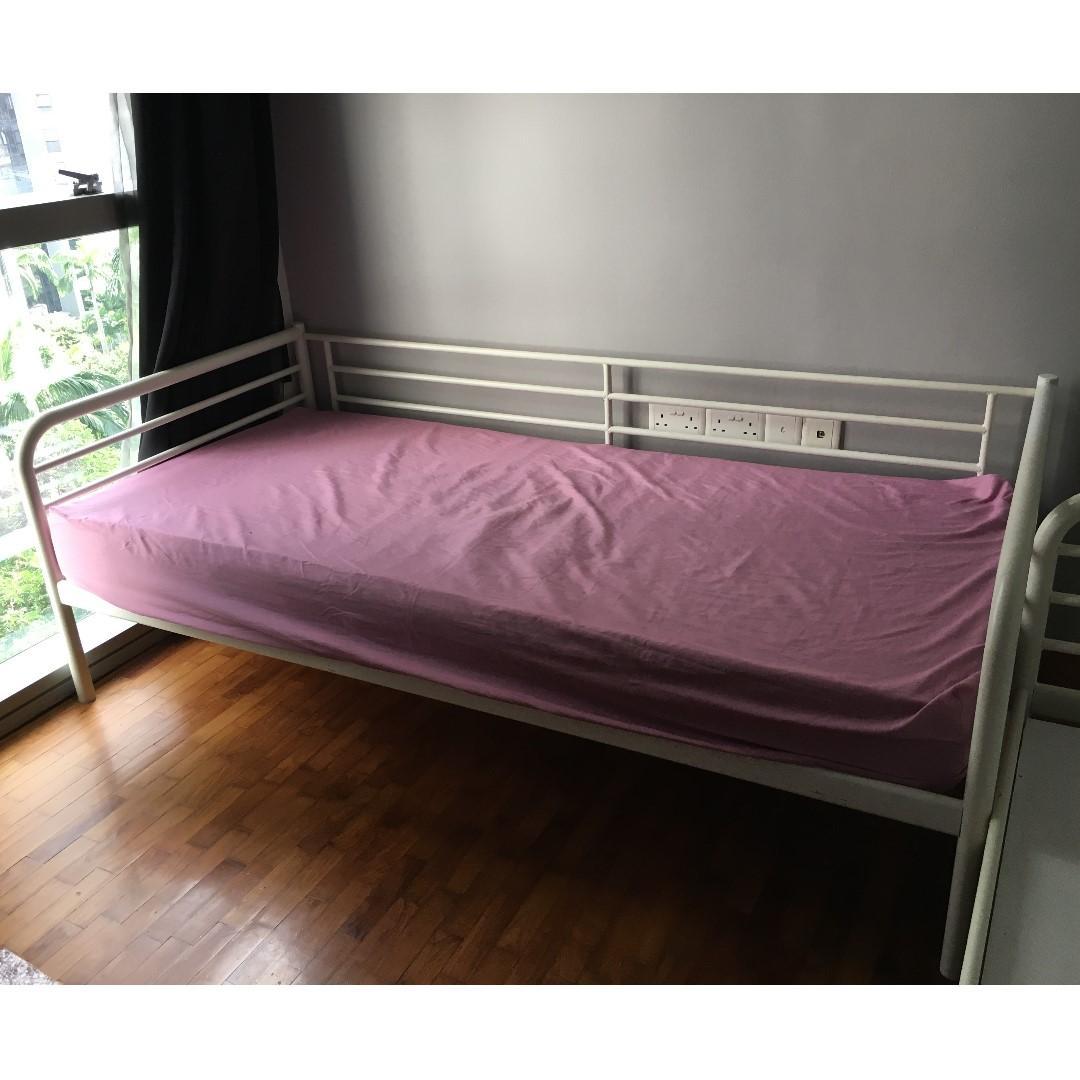 Ikea single metal bed frame, Furniture & Home Living, Furniture, Bed