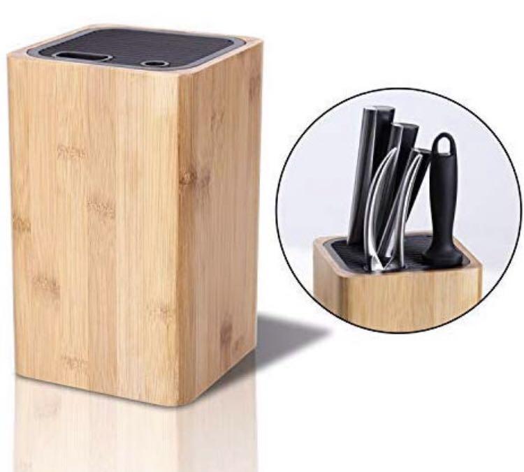 Deluxe Universal Knife Block with Slots Bamboo Knife Holder