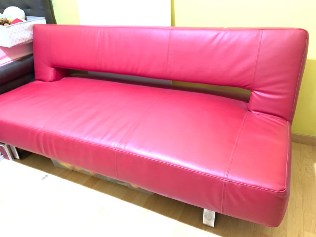Leather Sofa Bed, Furniture & Home Living, Furniture, Sofas on Carousell