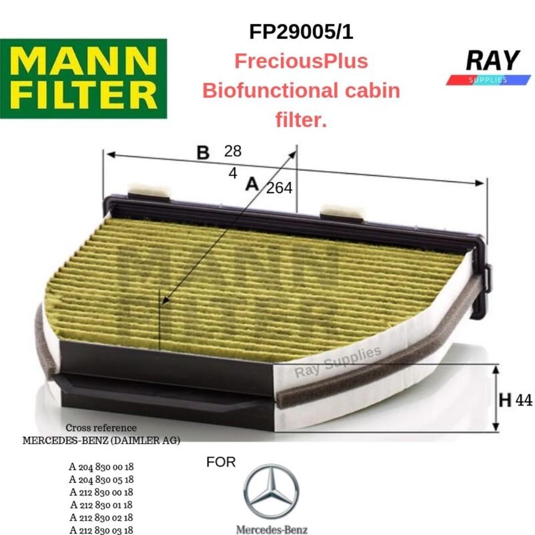 High Quality Mann Fp 1 Cabin Filterfreciousplus Biofunctional Cabin Filter Mercedes Benz Amg Gt C190 R190 C Klasse W4 C4 S4 Cls C218 Cls Shooting Brake X218 E Klasse W S212 E Klasse Coupe Cabriolet A C7 Glk X4 Sl R231 Sls Amg