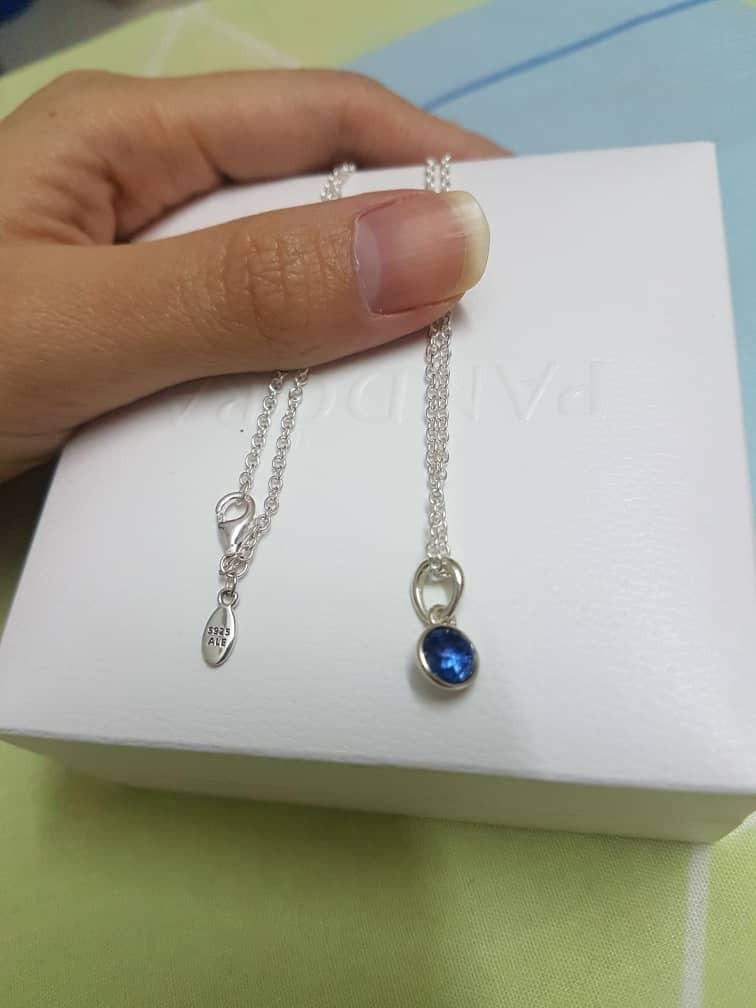 Pandora Blue Droplet Pendant Necklace 