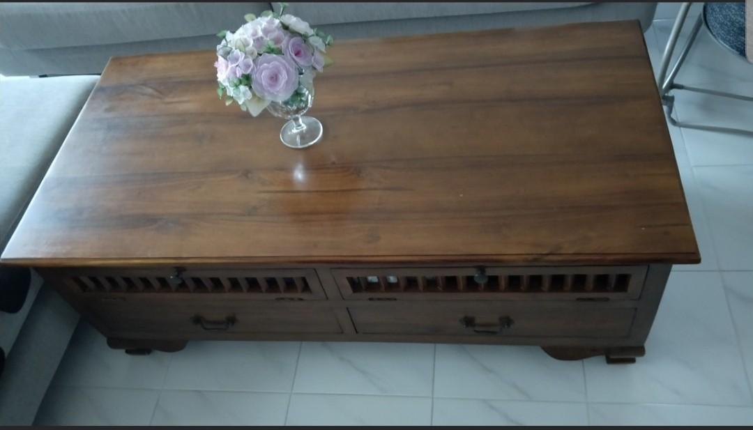 Solid Wood Coffee Table (Category: Tables & Sets) located in Singapore. Submitted by AJN_Boy (Listing ID 240902577, Image 1). Description: Coffeetable $250.00. 1200mm x 600mm Tip top cond with cleaning n wood oil applying. 9/10. Own trpt please.... clearing as moving off.