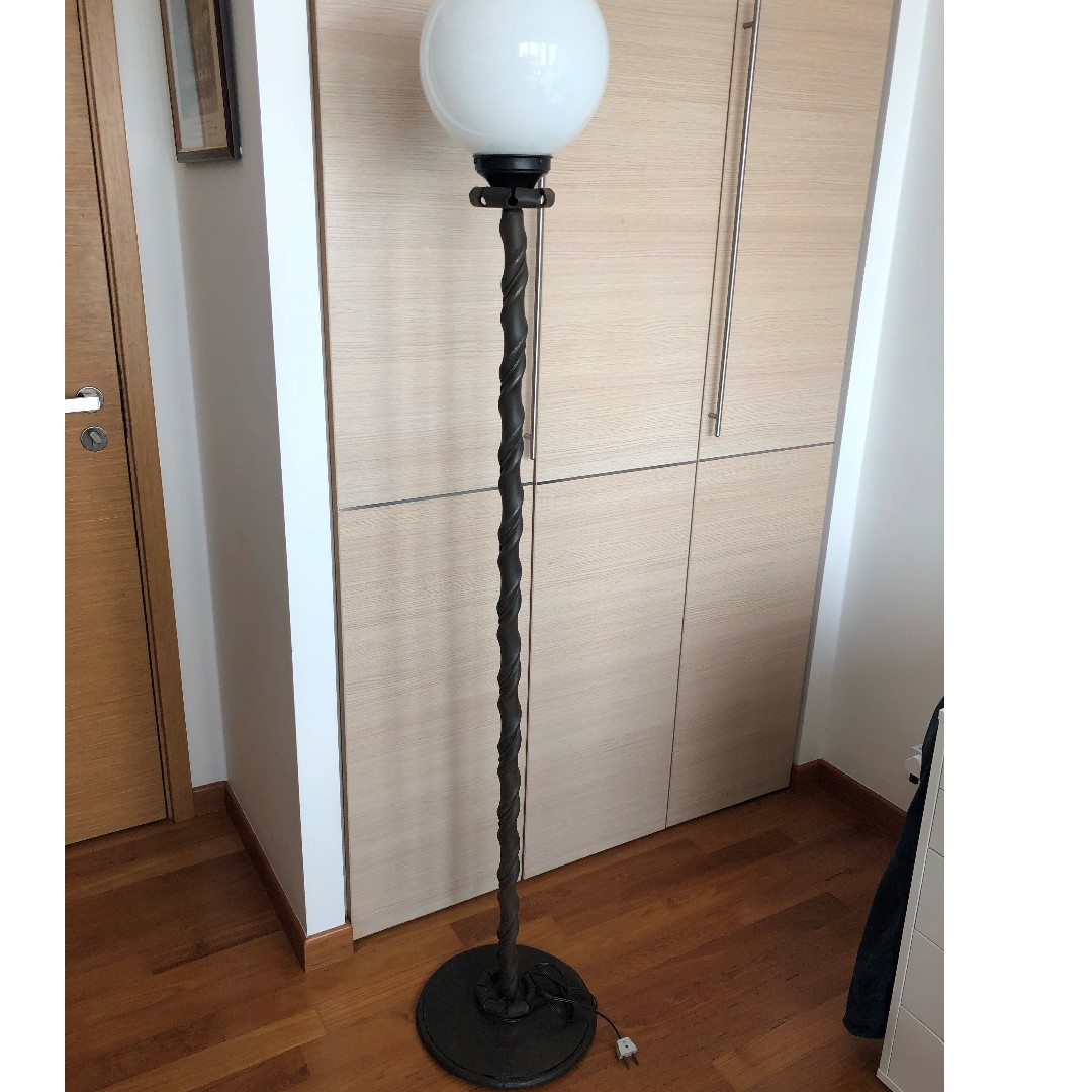 Vintage Danish Wrought Iron Floor Lamp, Vintage Wrought Iron Floor Lamp