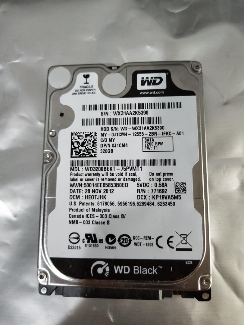 Western Digital Black 320gb 2 5 Laptop Hdd Electronics Computer Parts Accessories On Carousell