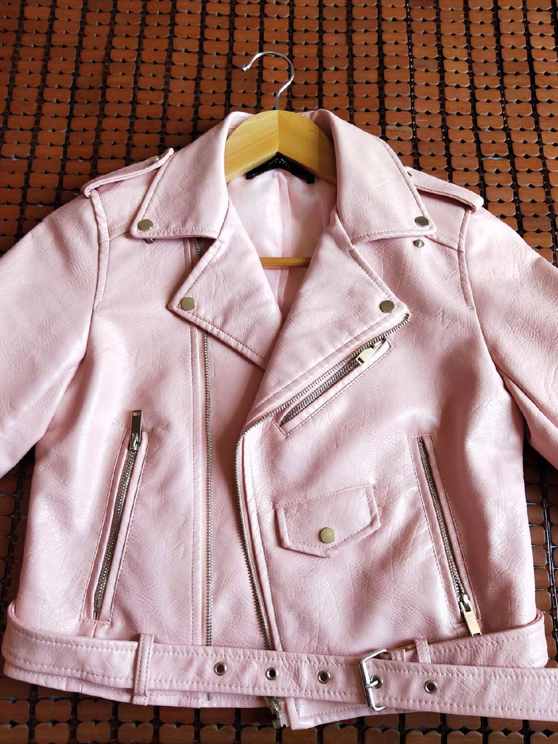 Zara Baby Pink Faux Leather Biker Jacket