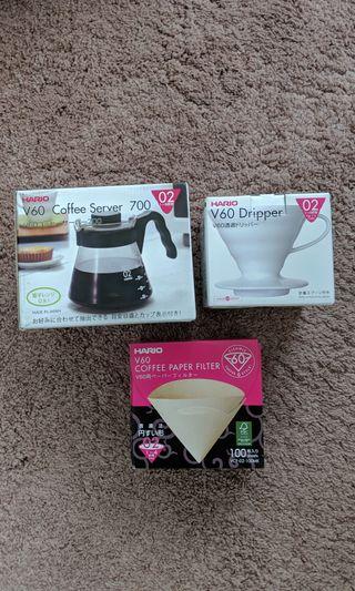 Hario V60 Pour Over Coffee Kit, Size 02