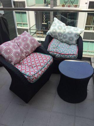 Outdoor chairs and table