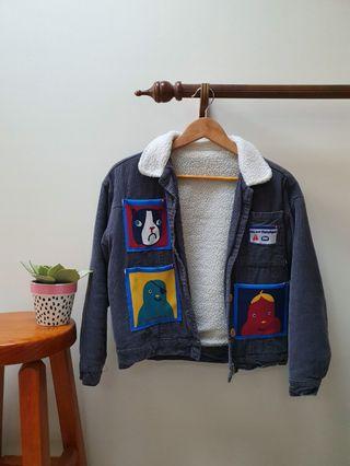 adorable Corduroy Sherpa jacket with patches size 6 xs