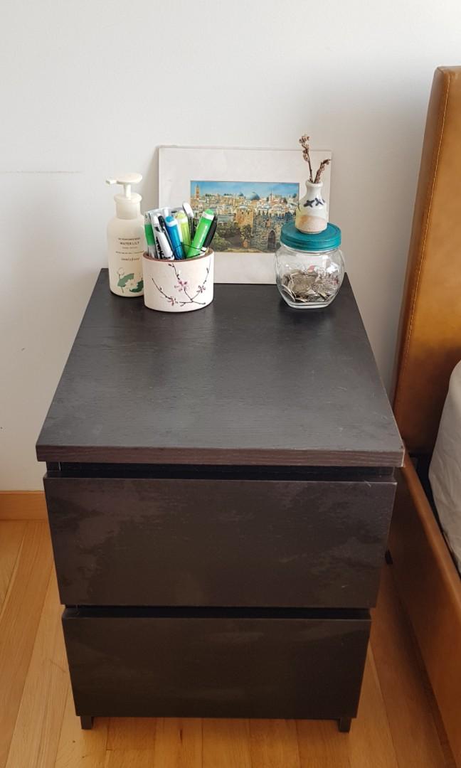 1 x IKEA MALM Black Brown Bedside Table, Furniture & Home Living