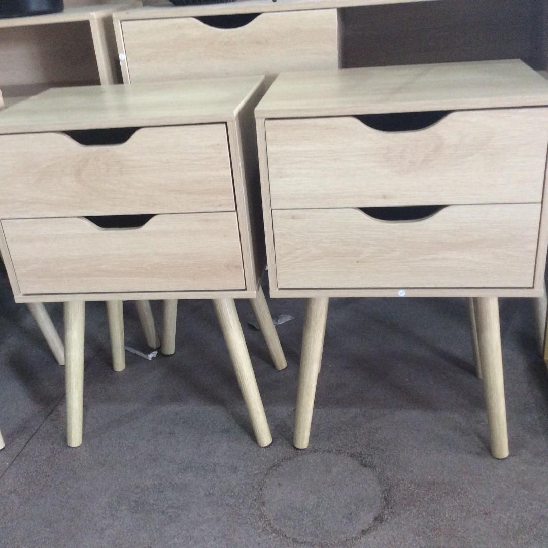 2 Units Anko oak 2 Drawer Side Table Package Furniture Home