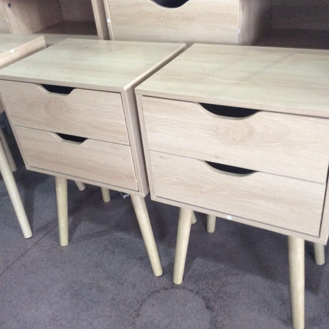 2 Units Anko oak 2 Drawer Side Table Package, Furniture & Home Living