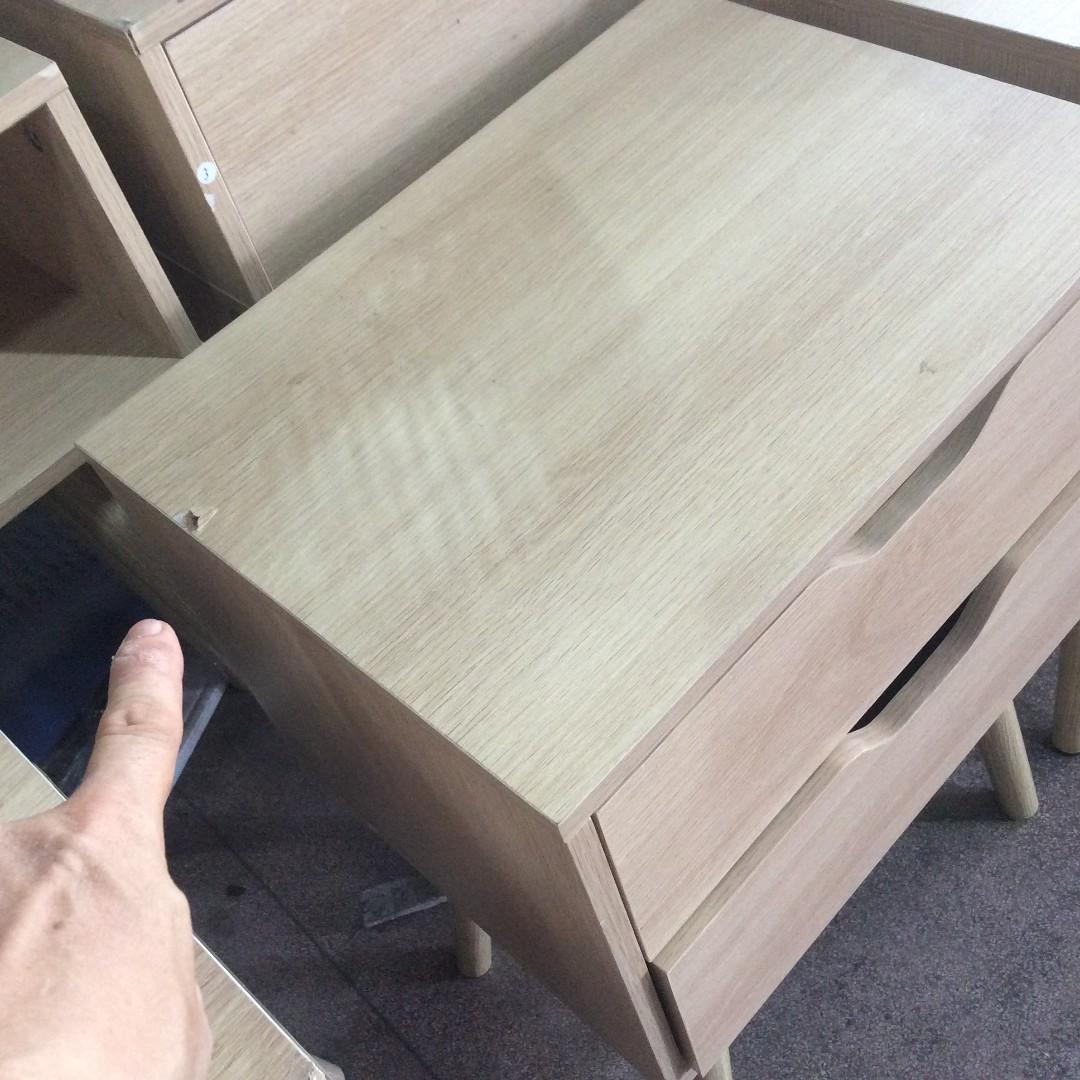 2 Units Anko oak 2 Drawer Side Table Package, Furniture & Home Living