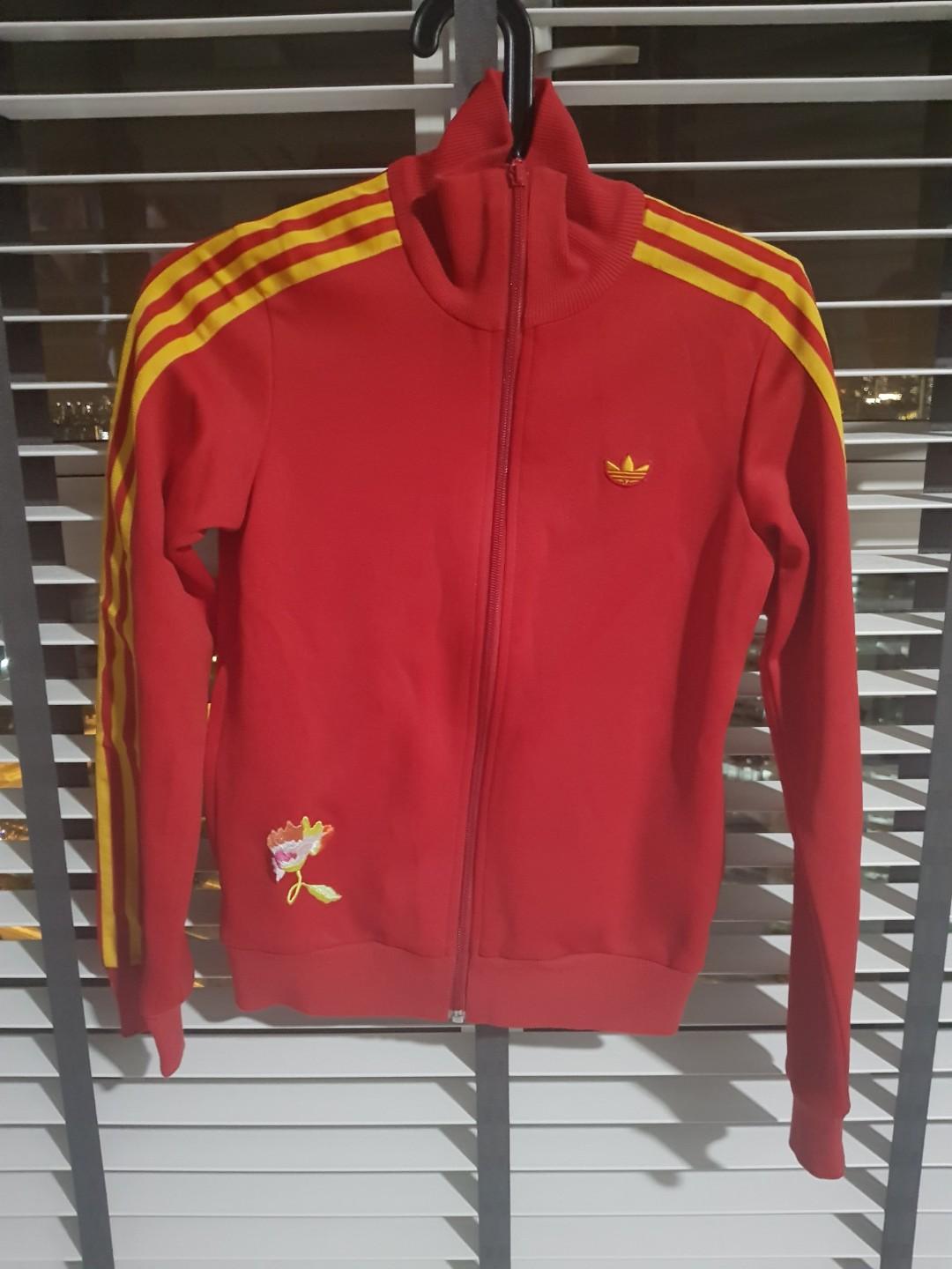 adidas jacket red yellow green stripes