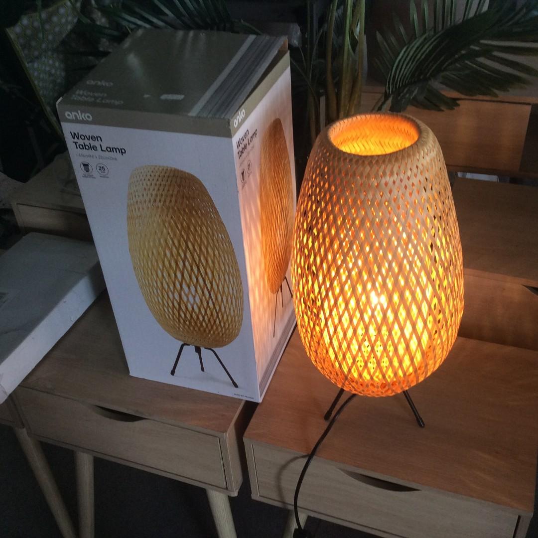 Anko Woven Table Lamp Furniture Home Living Lighting Fans